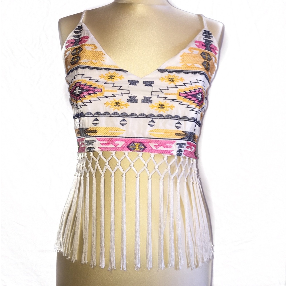 Coachella Style White Crop Top and Fringe