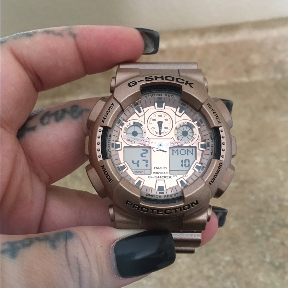 Gold/rose gold g shock watch