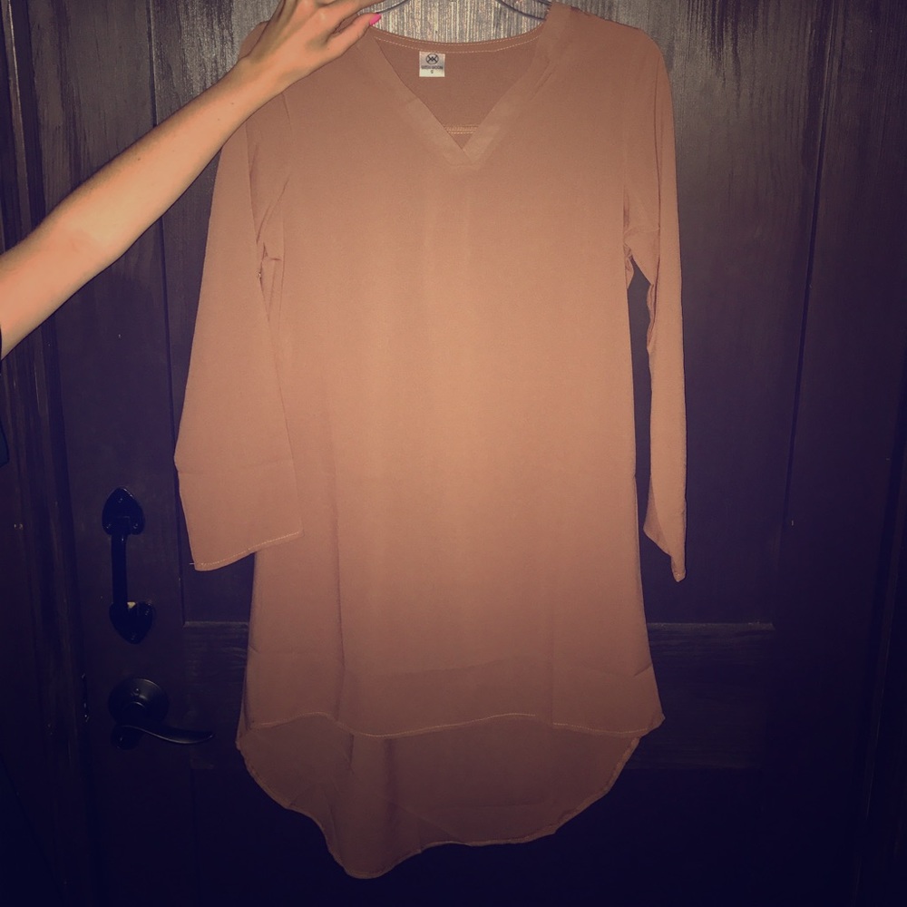 Hi-Lo tan dress.