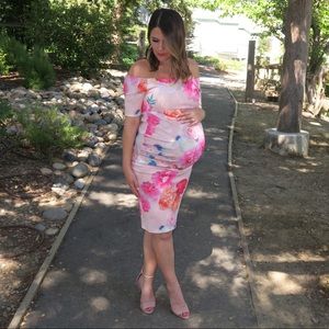 ASOS Off the Shoulder Floral Maternity Dress
