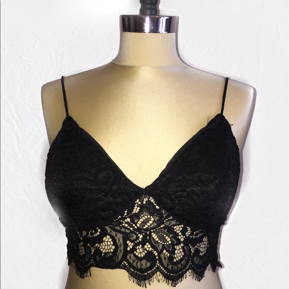 Black Lace Bustier Crop Top