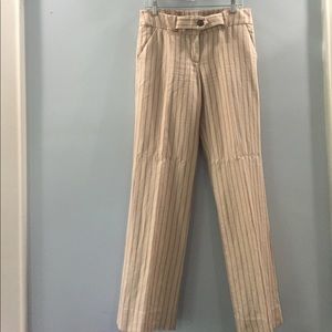 Red and beige pants from Anthropologie