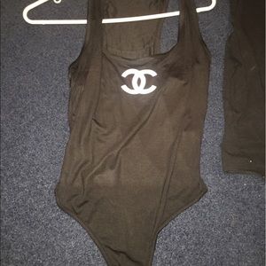 CC body suit screen print black