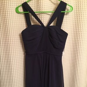 Davids Bridal Marine Y neck bridesmaids dress