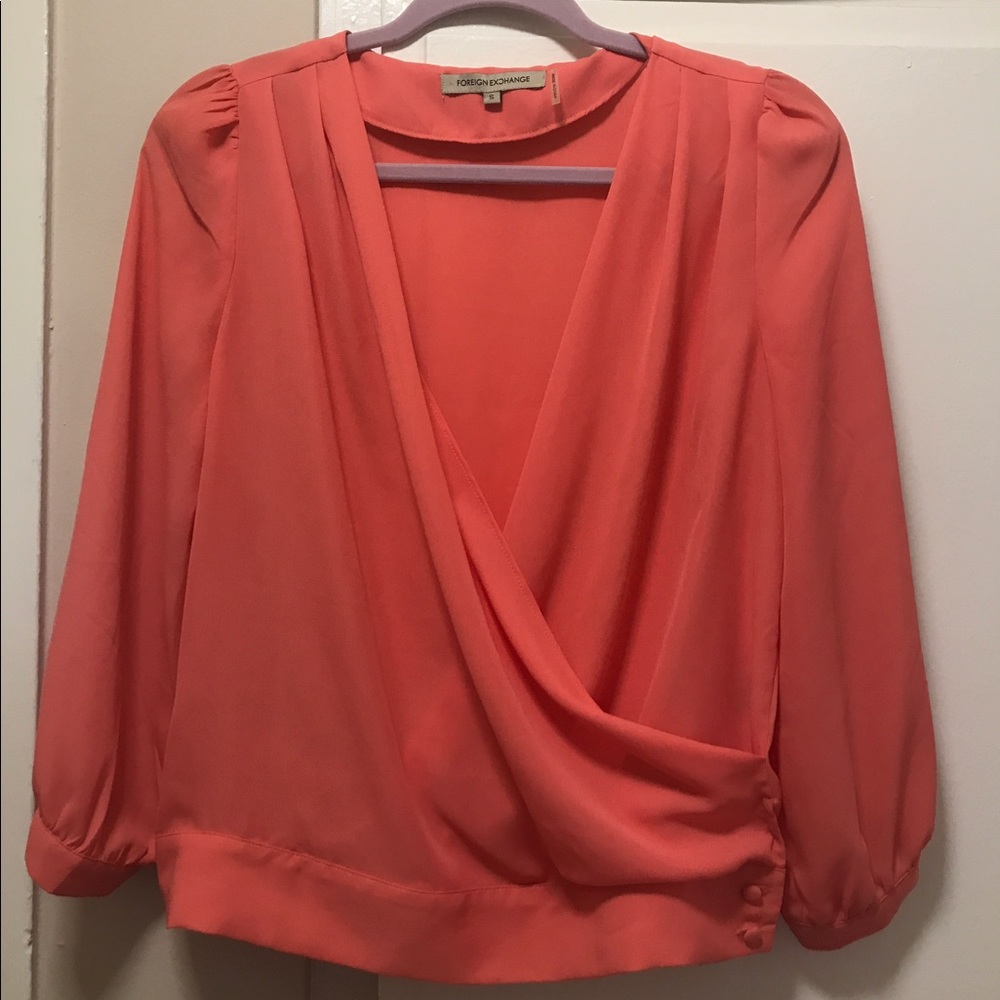 Foreign Exchange Chiffon Wrap Top