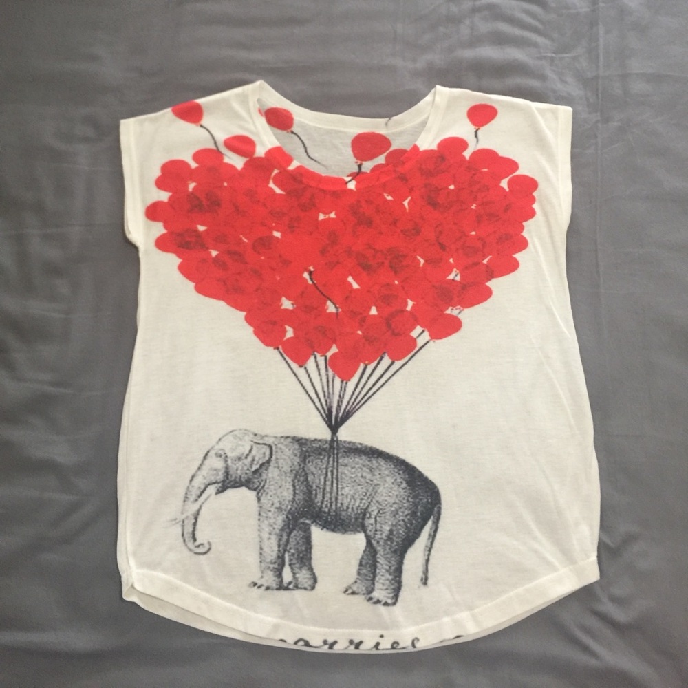 White Whimsical Shirt with Elephant Graphic