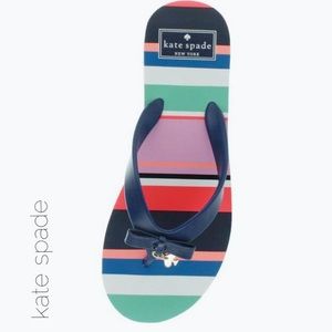 NWT-Eva stripe Fifi bow rubber thong sandals