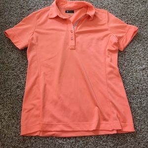 Greg Norman peach women's golf polo