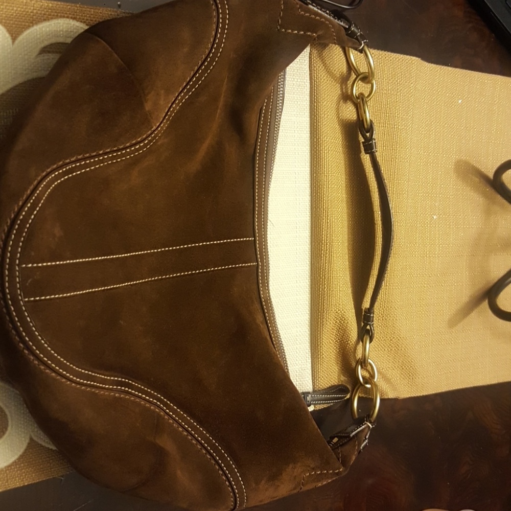Coach suede leather hobo bag