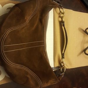 Coach suede leather hobo bag