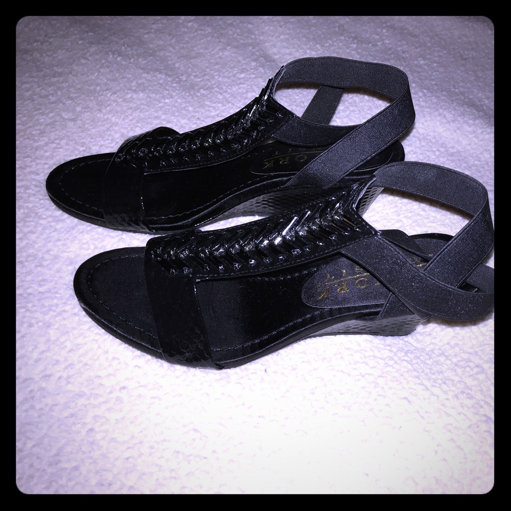 Black Studded Wedges