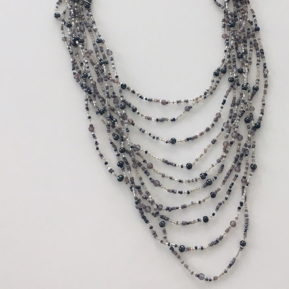 Grey and Black Beaded Necklace