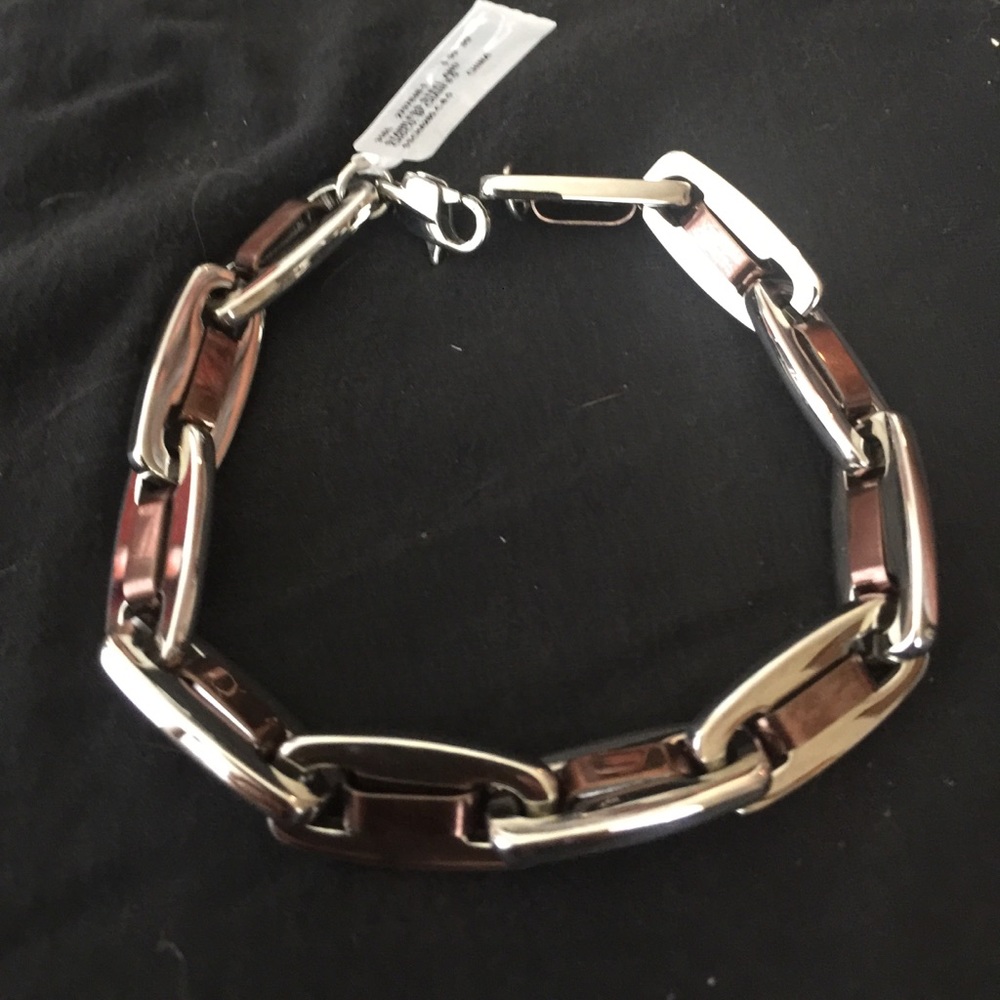 Men's stainless steel and chocolate bracelet
