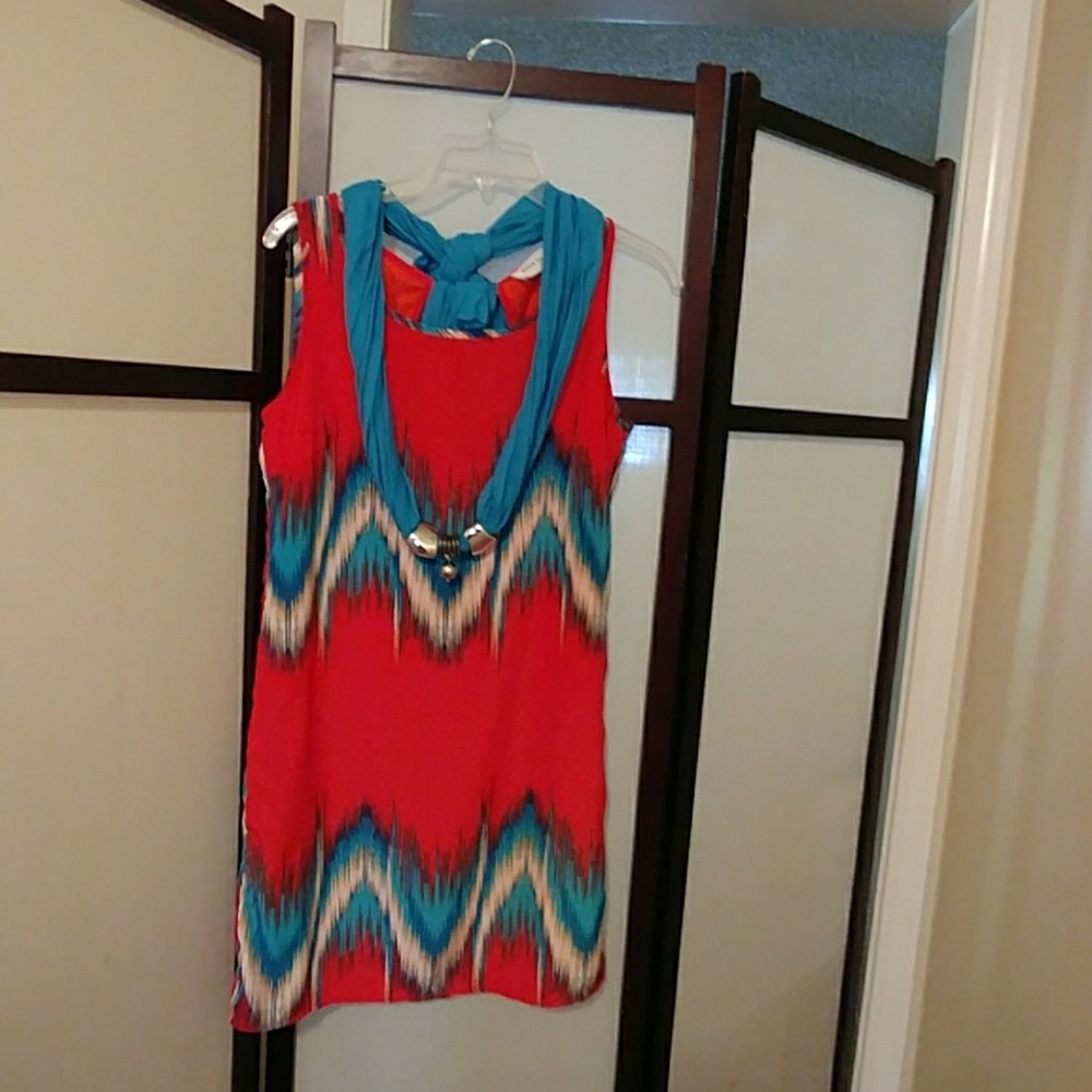 Summer coral striped dress