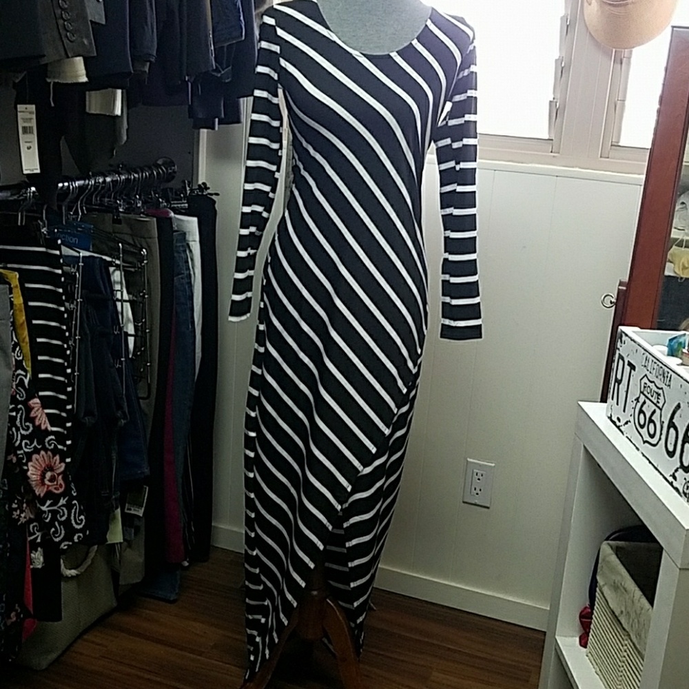 Stripe slit Maxi Dress