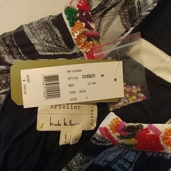 SALE! NWT Artelier Nicole Miller Hand Painted Silk - Picture 6 of 7