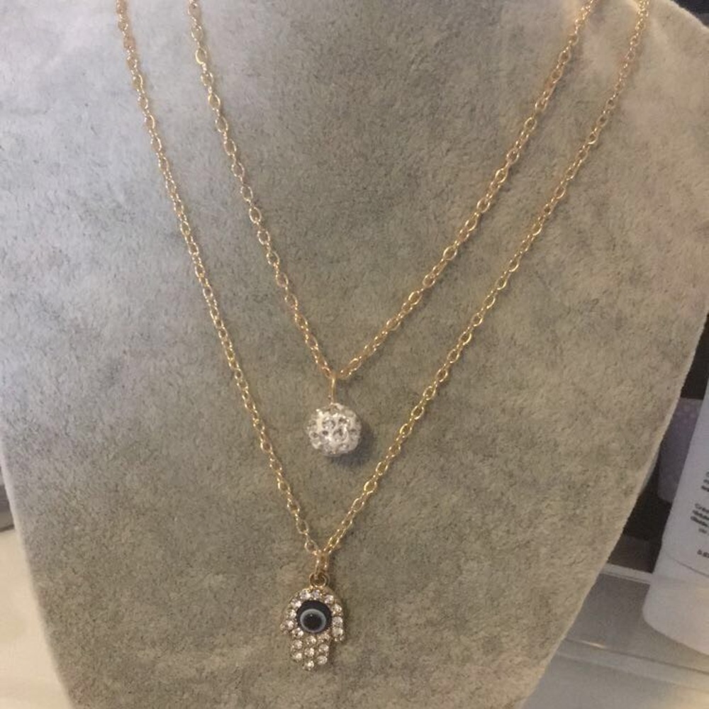 Evil eye hamsa necklace set