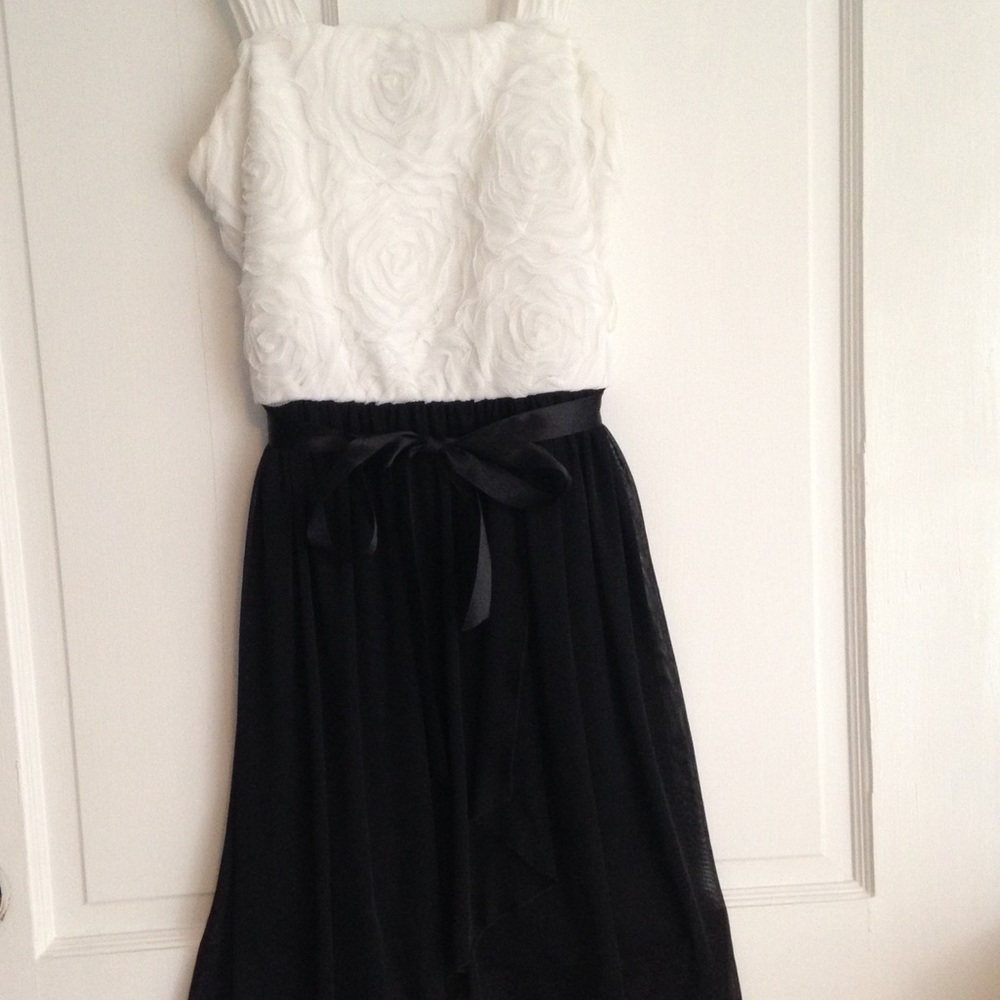 white and black dress