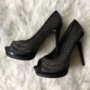 Black and silver studded heels