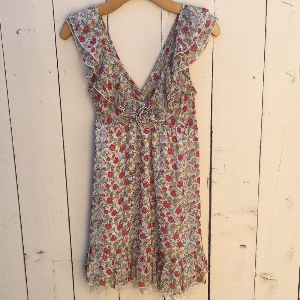 Forever 21 Sheer Floral Ruffle Dress