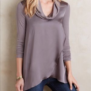 Anthropologie Drape Front Cowl Neck Top