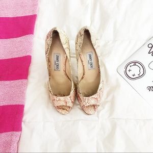 Used Jimmy Choo snakeskin peep toe platform pump