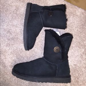 UGG Black Bailey Button Short Boots