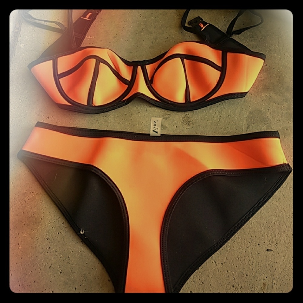 Bright orange swimsuit