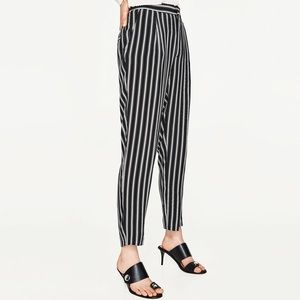 Zara striped silky trousers Sz M NWT!