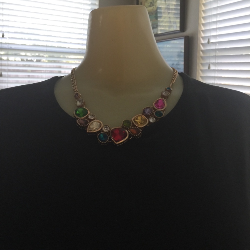 Multicolored jeweled statement necklace