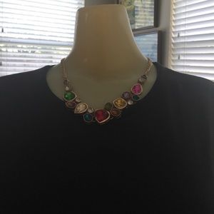 Multicolored jeweled statement necklace