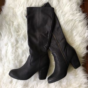 Brand new, never worn, black chunky heel boots