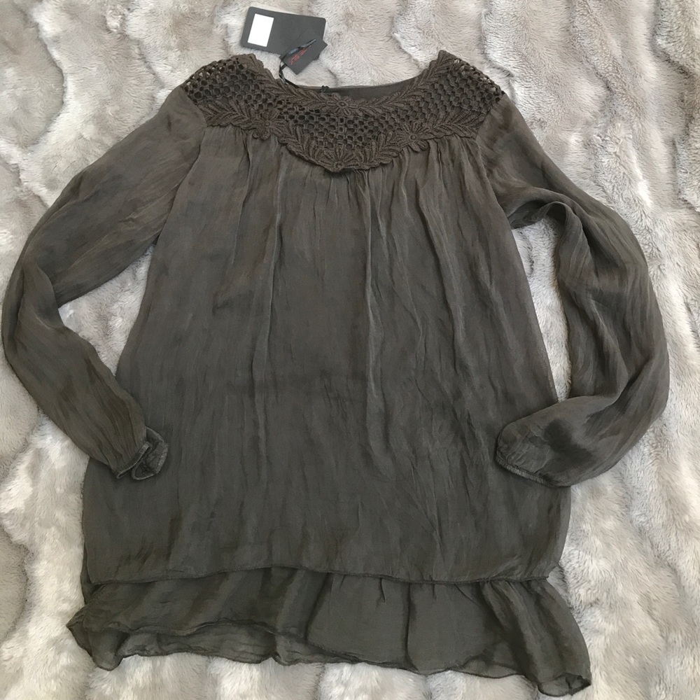 New Carla Conti pure silk made in Italy dark brown