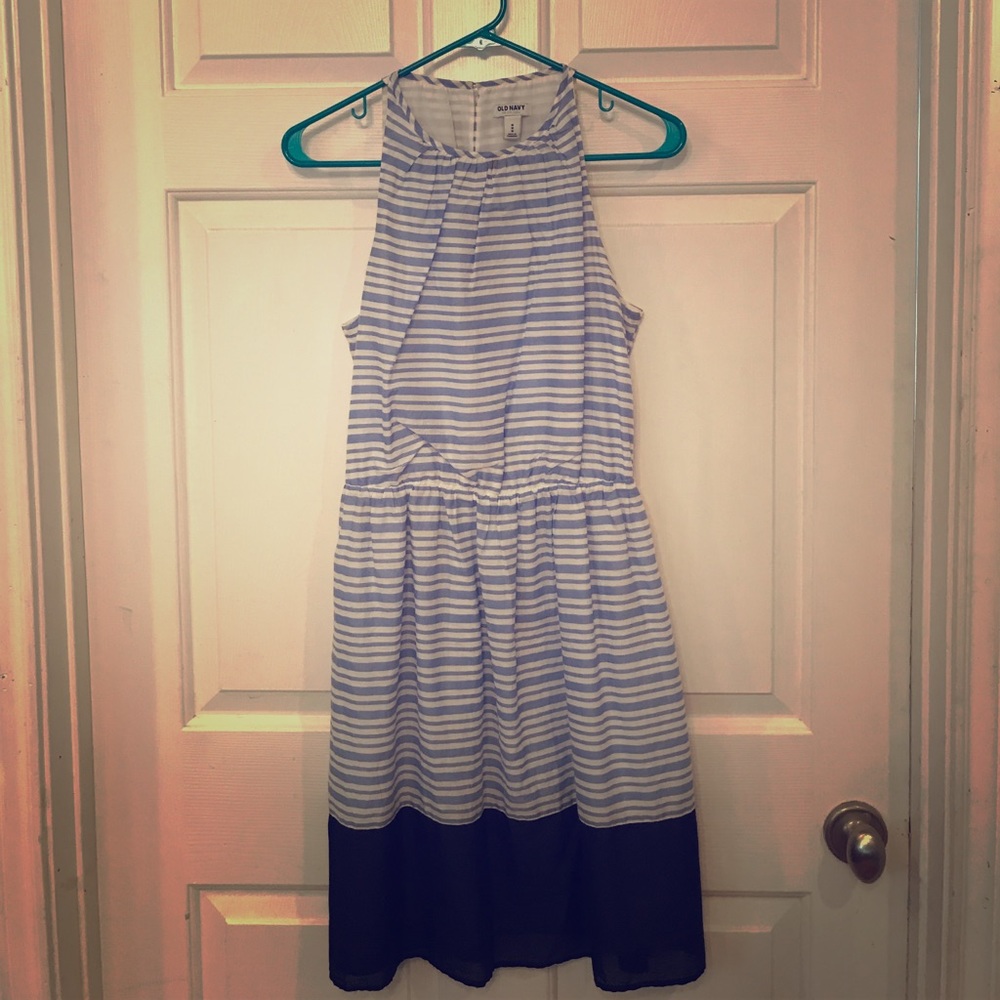 Blue/navy striped cotton dress