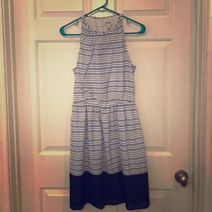 Blue/navy striped cotton dress