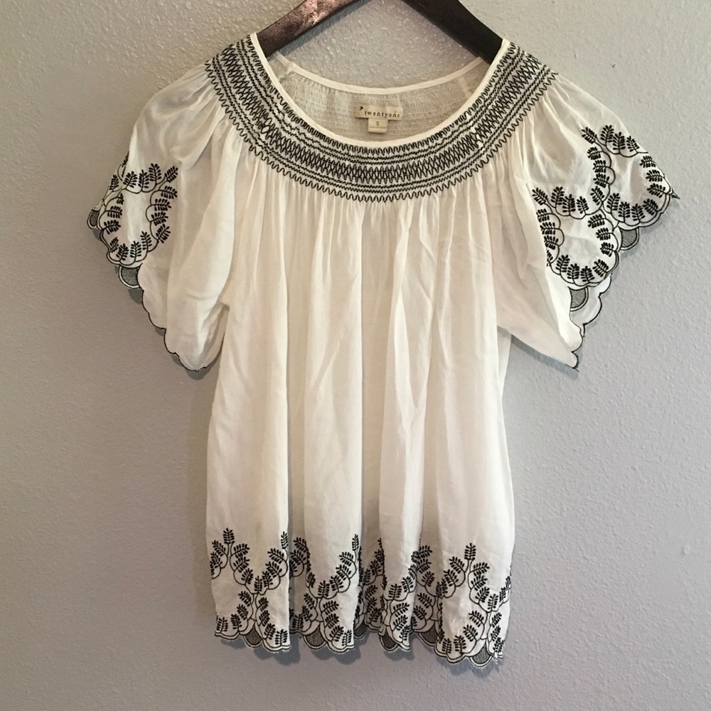 F21 embroidered peasant blouse, small