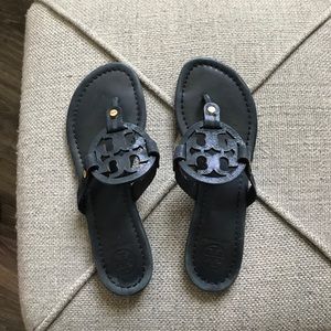 NAVY blue Tory Burch Miller sandals.