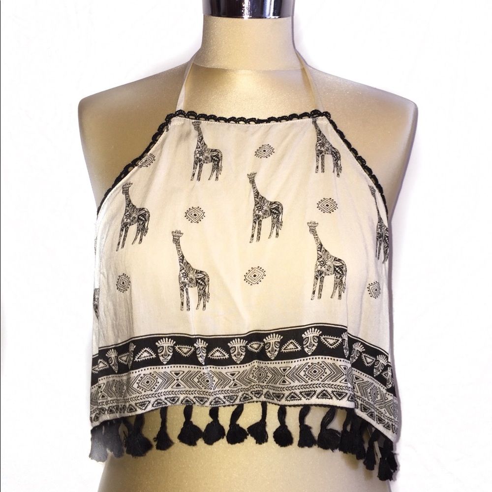 Coachella Style Animal Print Ivory Halter