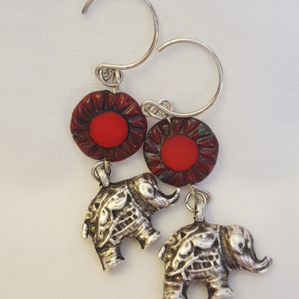 Elephant drop earrings