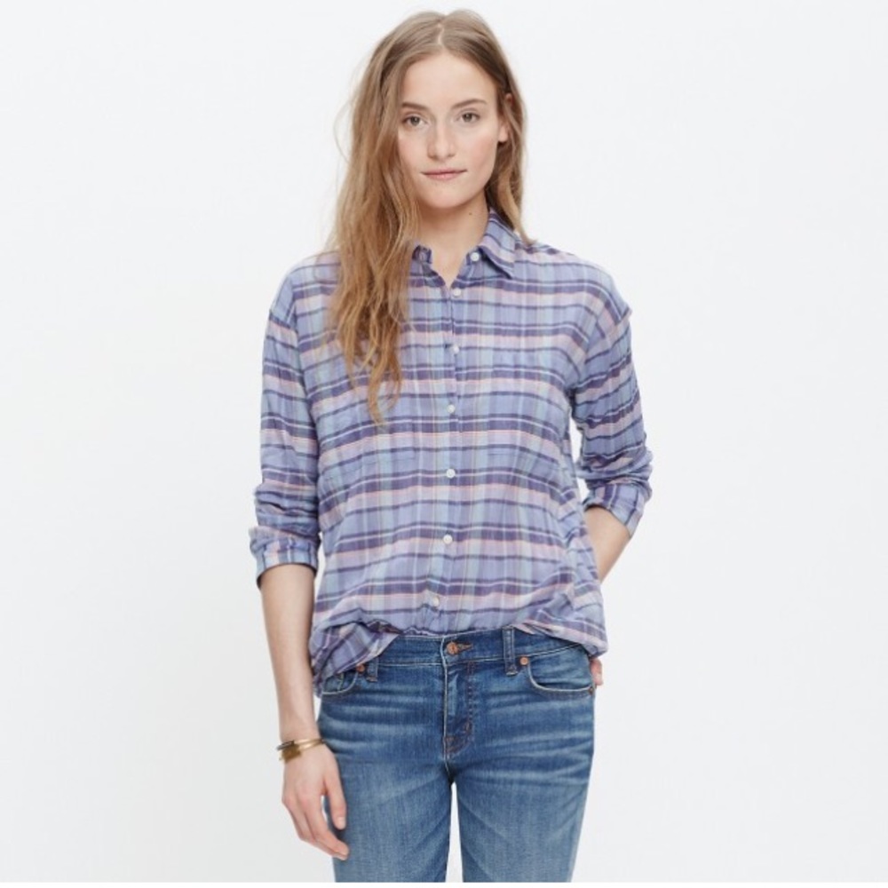 Madewell Shrunken Trapeze Shirt in Oakbrook Plaid