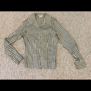 Ann Taylor Houndstooth silk blouse size s