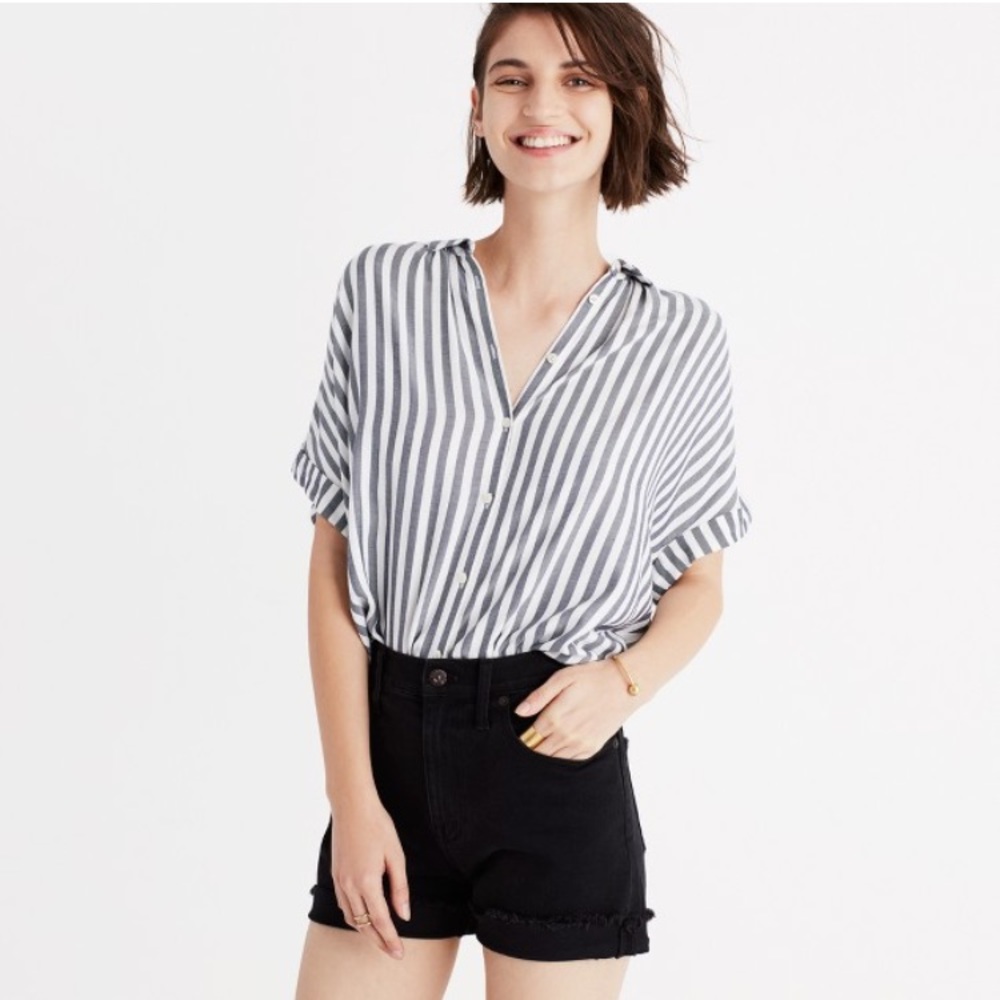 Madewell High Riser Black Denim Short