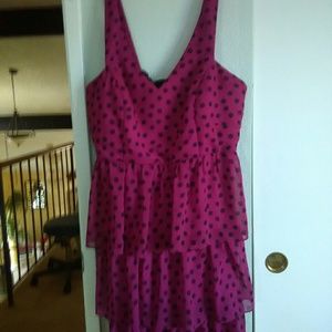 A Ruffle Deep Pink w Black Polka Dots