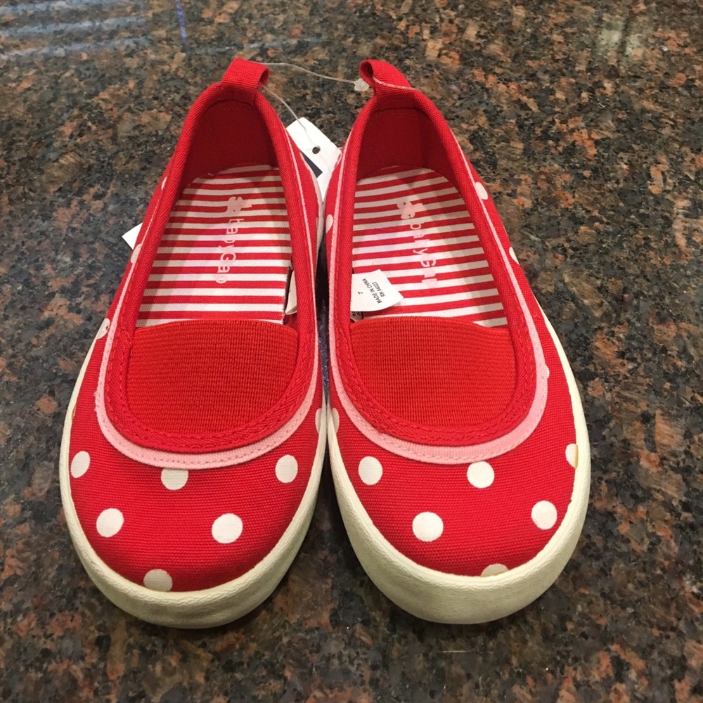 NWT Baby Gap  size 7 red/white polka-dot slip-ons