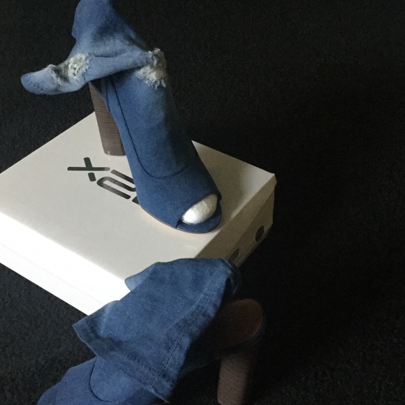 Denim Distressed Booties - Picture 4 of 8