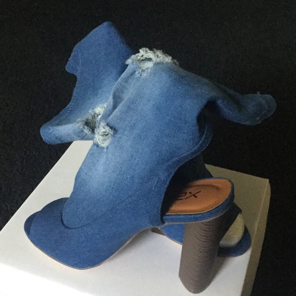 Denim Distressed Booties - Picture 5 of 8