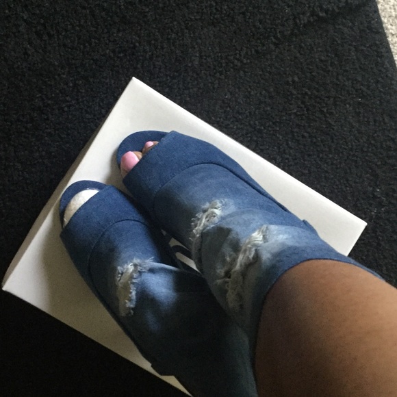 Denim Distressed Booties - Picture 7 of 8