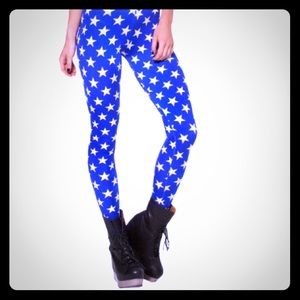 American Apparel blue with white star leggings