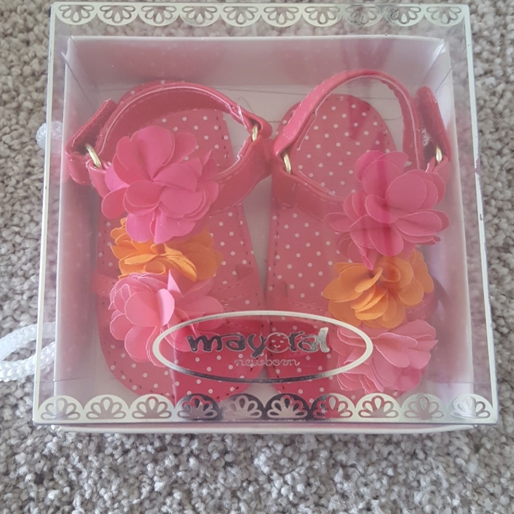 Mayoral baby infant flower pink sandles size 16