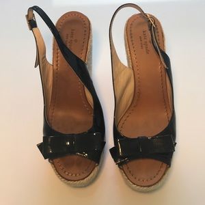 Black patent platform wedges